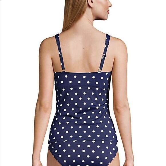 Lands' End Women's Navy Polka Dot Swim Top and Shorts - Picture 12 of 14